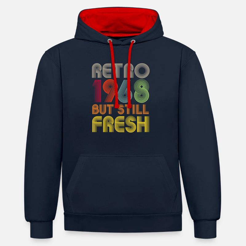 Millésime 1968 - Sweat à capuche contrasté - bleu marine/rouge