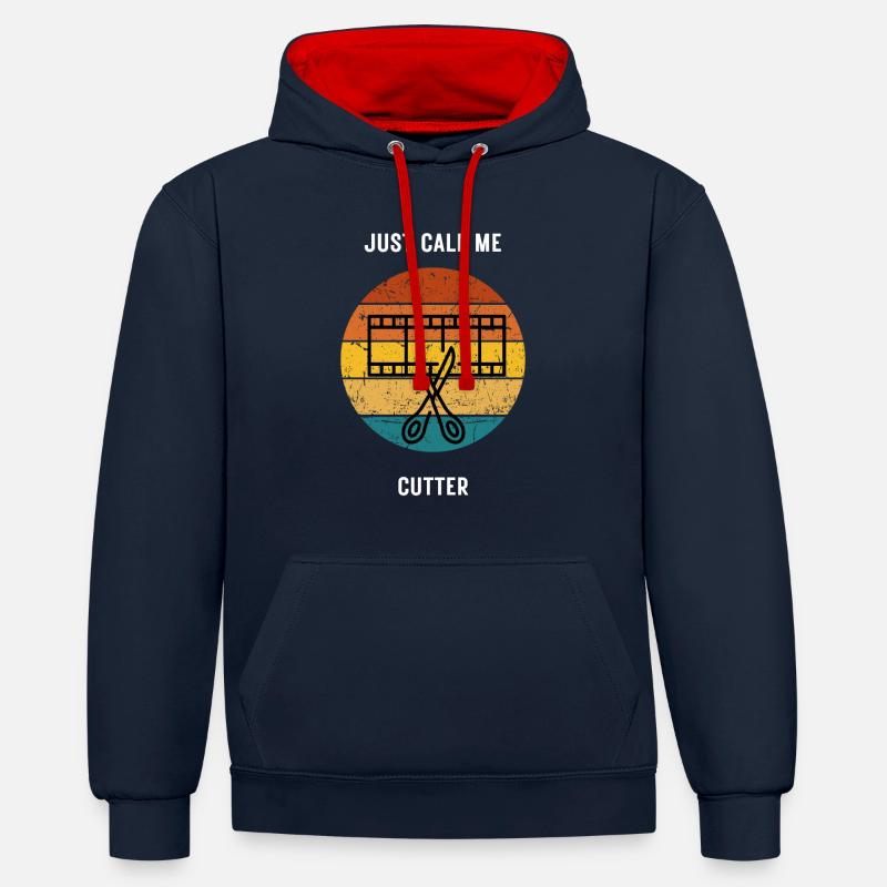 -Video-Editor-Geschenk-VideoCutter - Kontrast-Hoodie - Navy/Rot