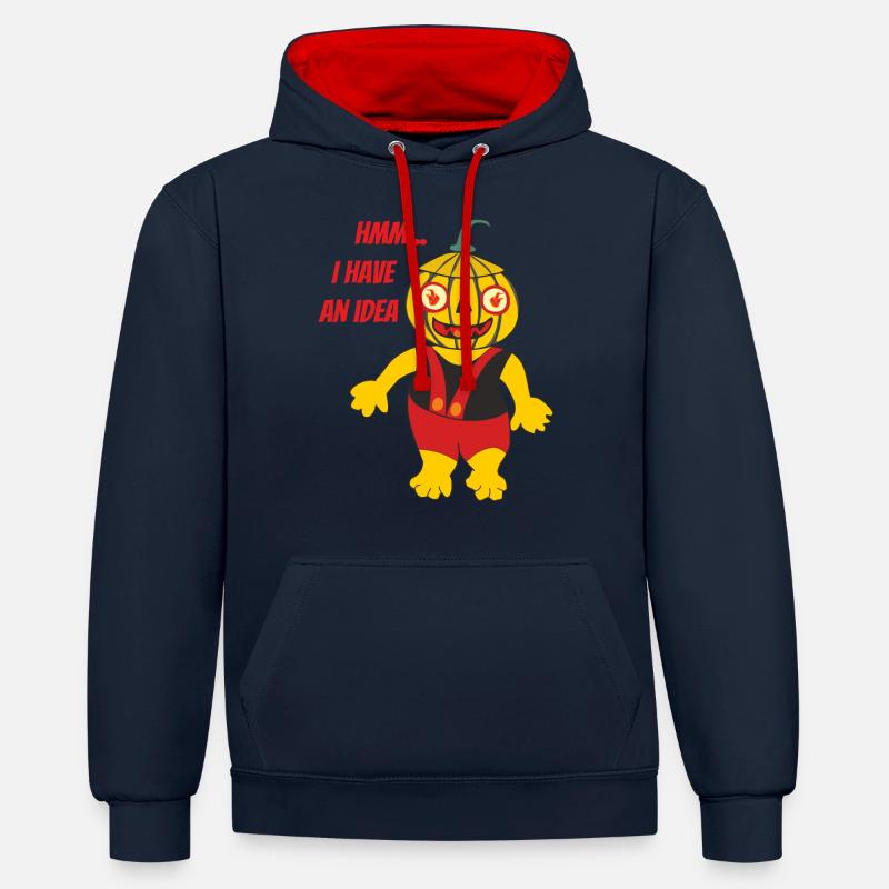 J’ai une idée - Sweat à capuche contrasté - bleu marine/rouge