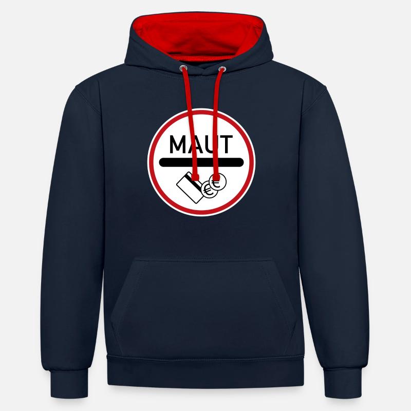 péage - Sweat à capuche contrasté - bleu marine/rouge