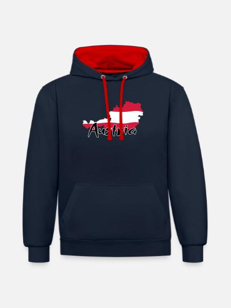 Austria - Contrast hoodie - navy/red