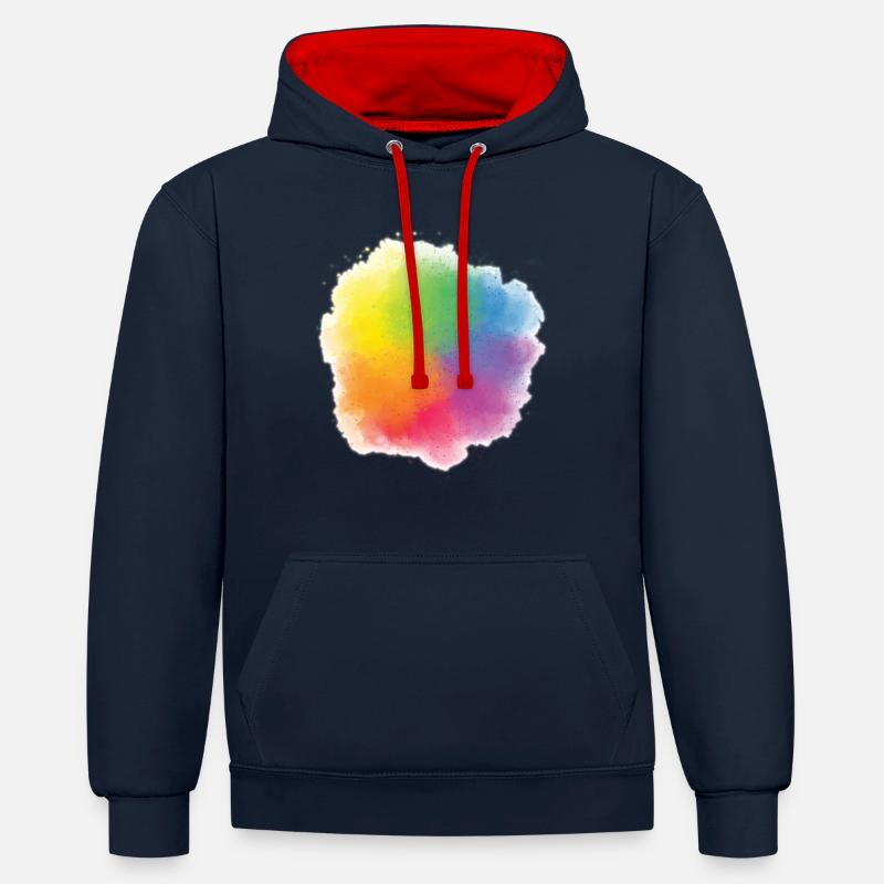 Wolkenfarbe - Kontrast-Hoodie - Navy/Rot