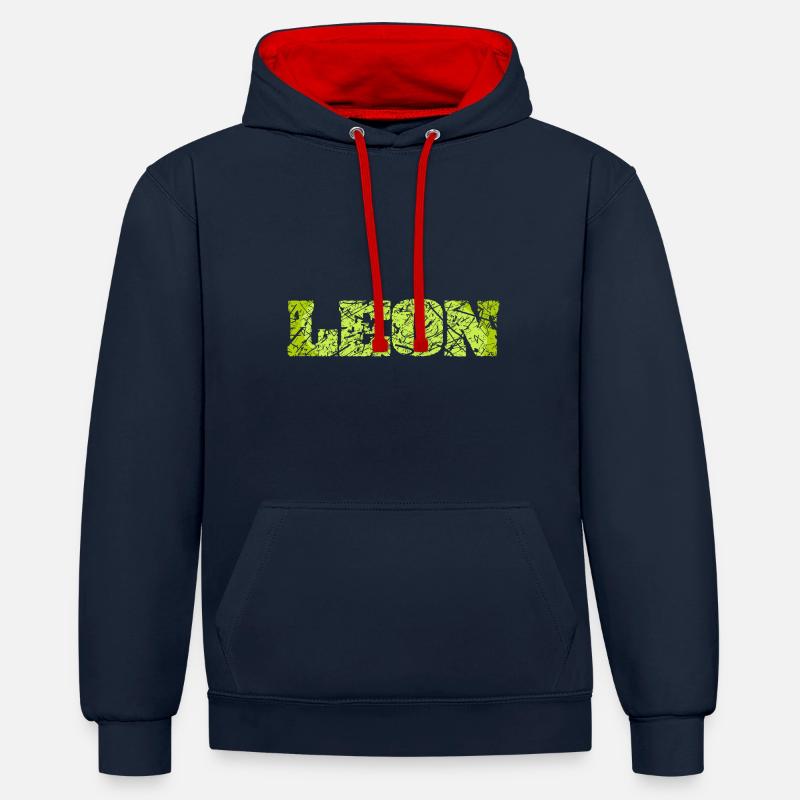 Idée cadeau Leon - Sweat à capuche contrasté - bleu marine/rouge