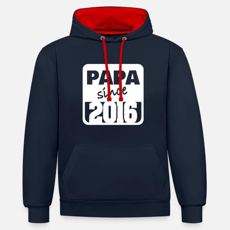 Père 2016 - Sweat à capuche contrasté - bleu marine/rouge