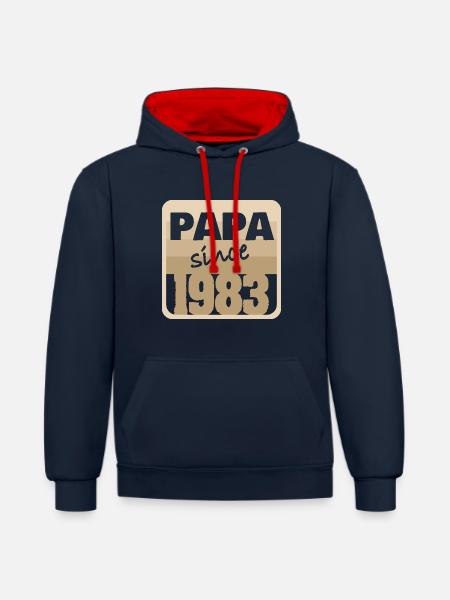 1983 - Kontrast-Hoodie - Navy/Rot