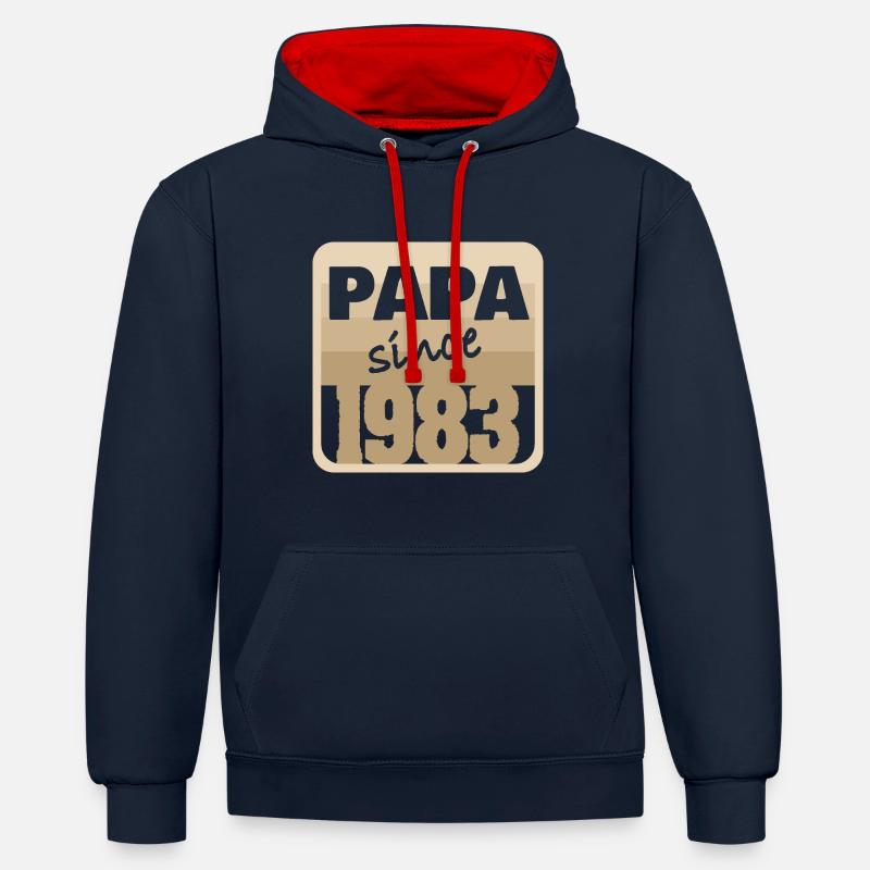 1983 - Kontrast-Hoodie - Navy/Rot