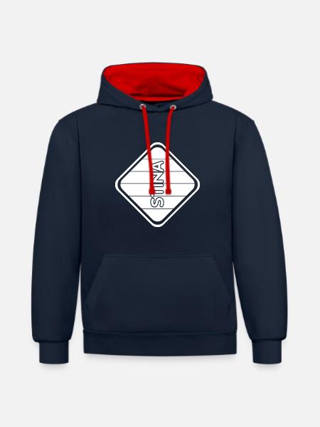Prénom Stina - Sweat à capuche contrasté - bleu marine/rouge