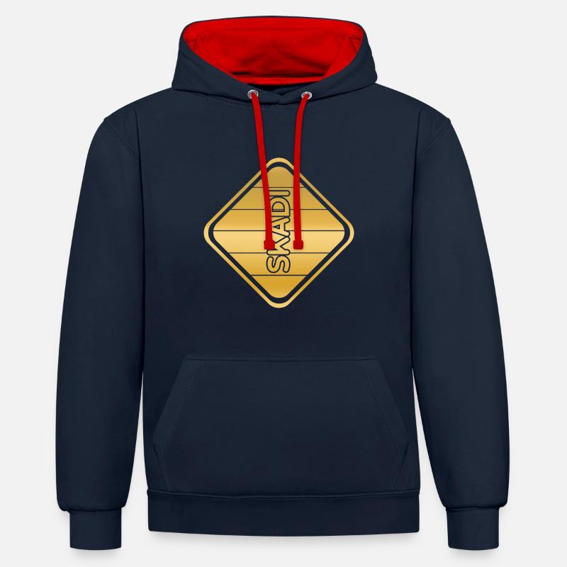 Skadi - Sweat à capuche contrasté - bleu marine/rouge