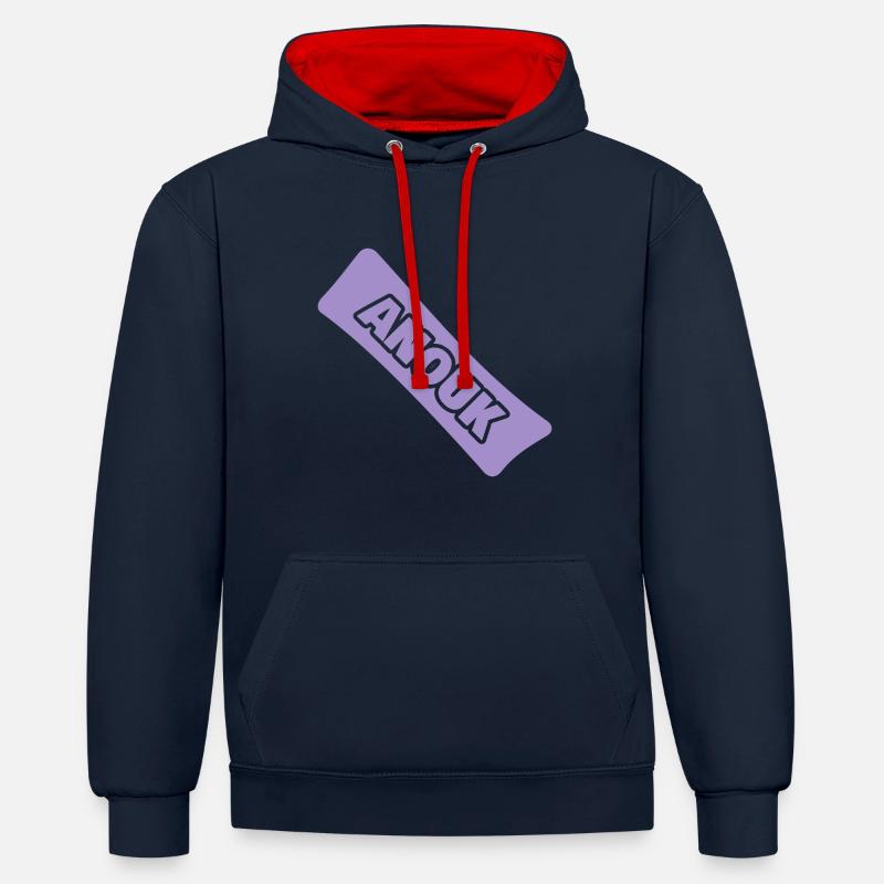 Naissance Nom Prénom Anouk - Sweat à capuche contrasté - bleu marine/rouge