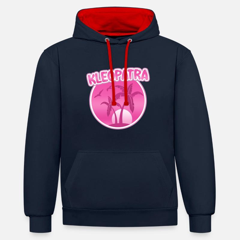 Cléopâtre en vacances - Sweat à capuche contrasté - bleu marine/rouge