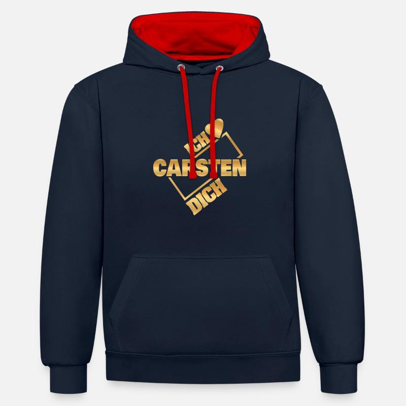 Cadeau pour Carsten - Sweat à capuche contrasté - bleu marine/rouge