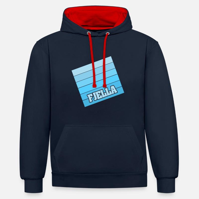 Fjella - Sweat à capuche contrasté - bleu marine/rouge