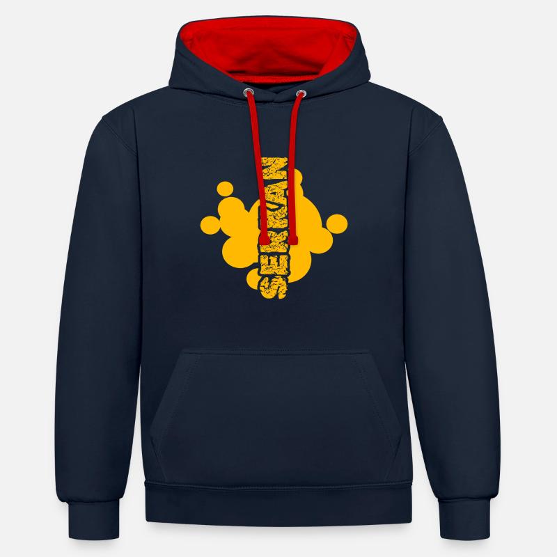Serkan en tant que peintre - Sweat à capuche contrasté - bleu marine/rouge