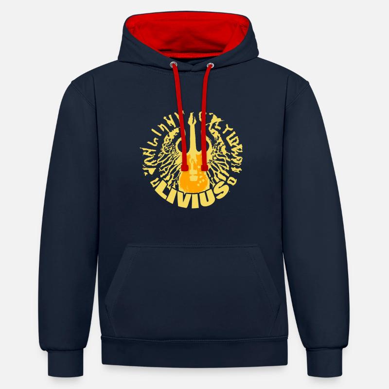 Cadeau pour Tite-Live - Sweat à capuche contrasté - bleu marine/rouge