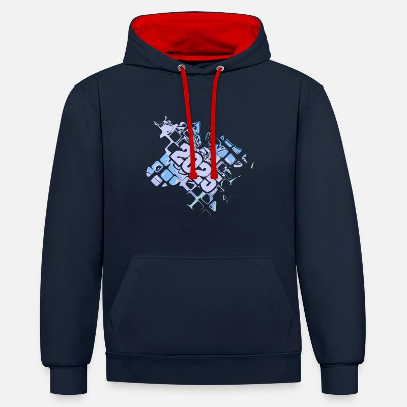 Computer 2025 - Kontrast-Hoodie - Navy/Rot