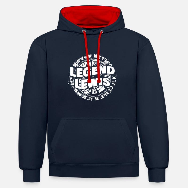 Lewis - Sweat à capuche contrasté - bleu marine/rouge
