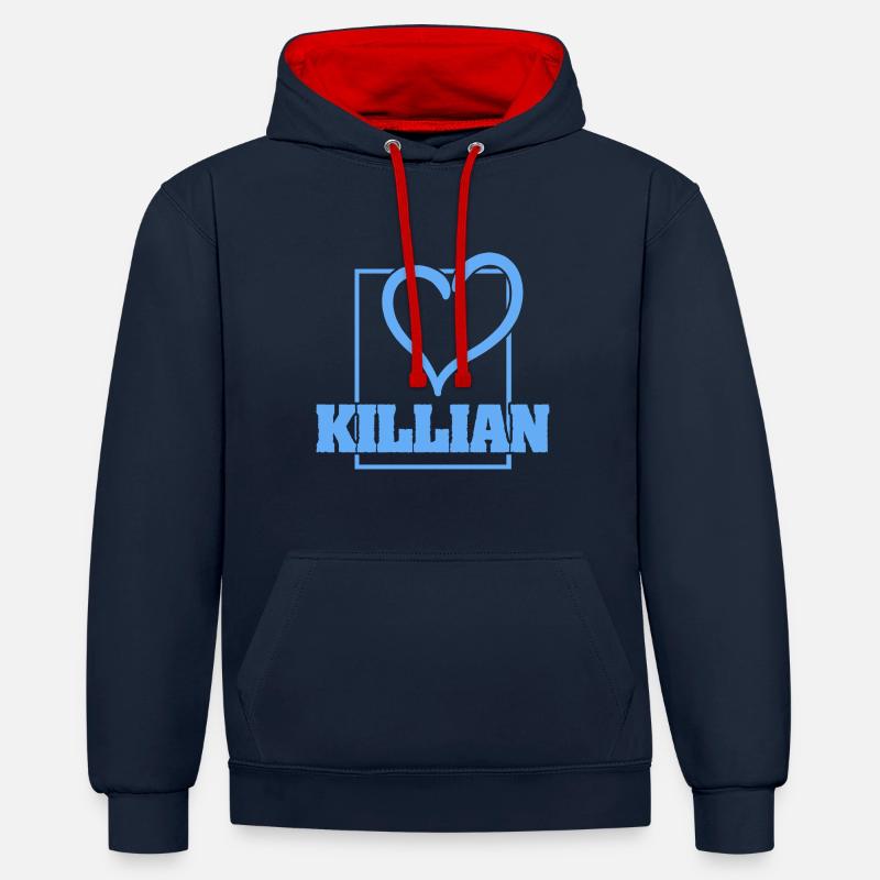 Killian: Bachelor - Sweat à capuche contrasté - bleu marine/rouge
