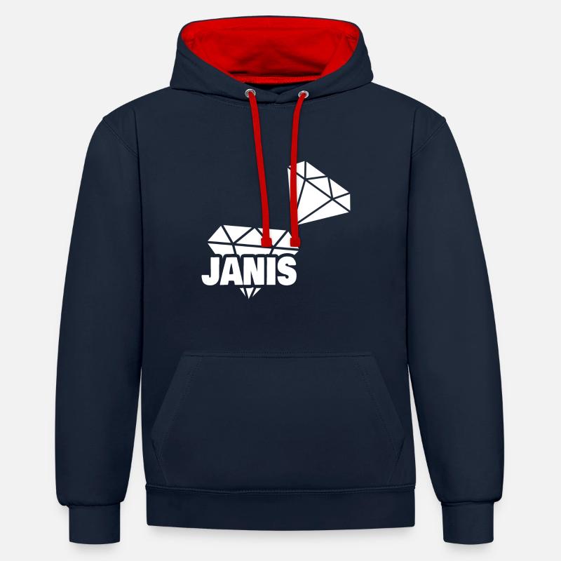 Précieuse Janis - Sweat à capuche contrasté - bleu marine/rouge