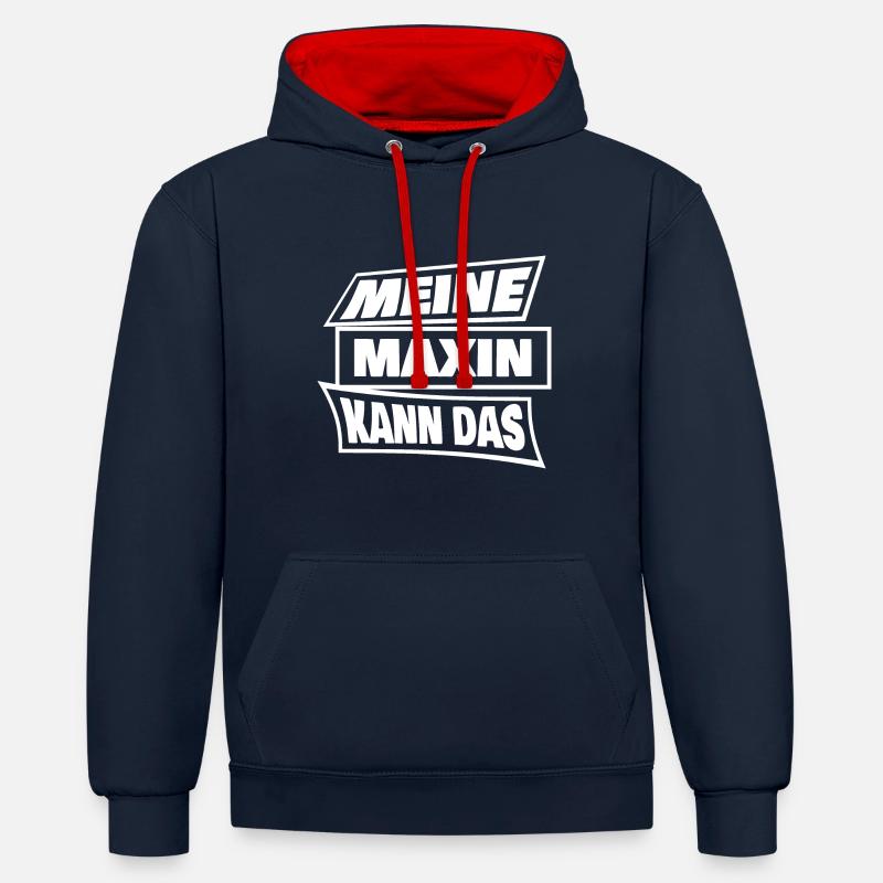Maxin - Sweat à capuche contrasté - bleu marine/rouge