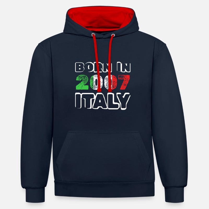 Italie 2007 - Sweat à capuche contrasté - bleu marine/rouge