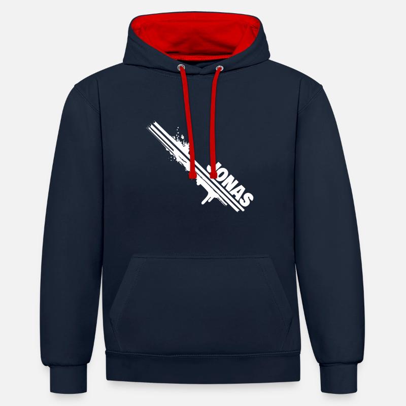 Jonas als Farbklecks - Kontrast-Hoodie - Navy/Rot