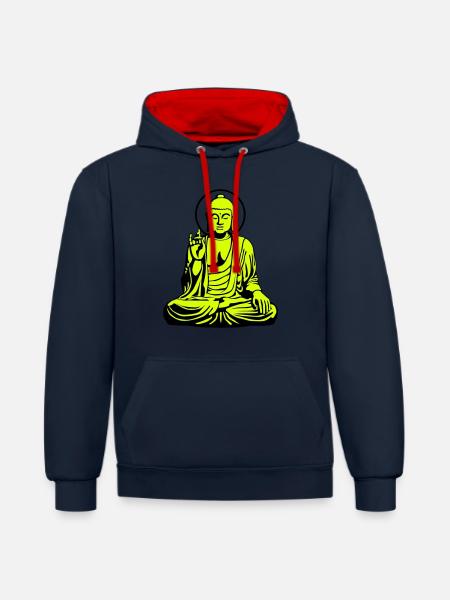 Young Buddha No.1_2c - Contrast hoodie - navy/red