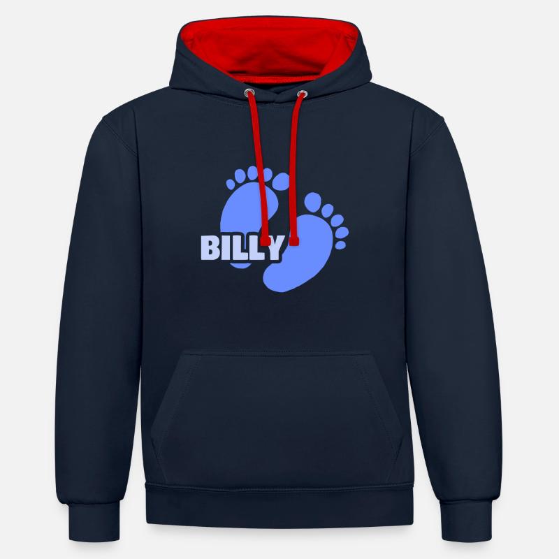 Geburt Billy - Kontrast-Hoodie - Navy/Rot
