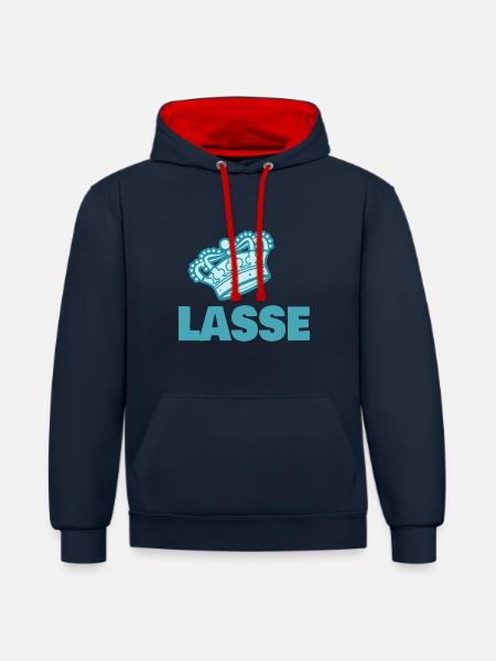 Partir - Sweat à capuche contrasté - bleu marine/rouge