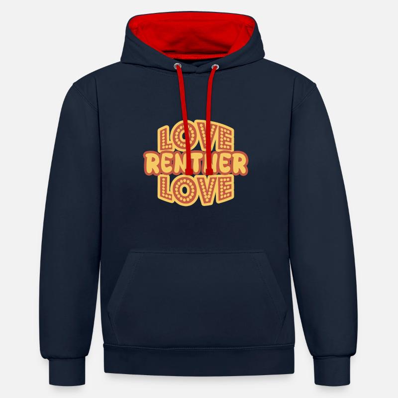 Cadeau pour les retraités - Sweat à capuche contrasté - bleu marine/rouge