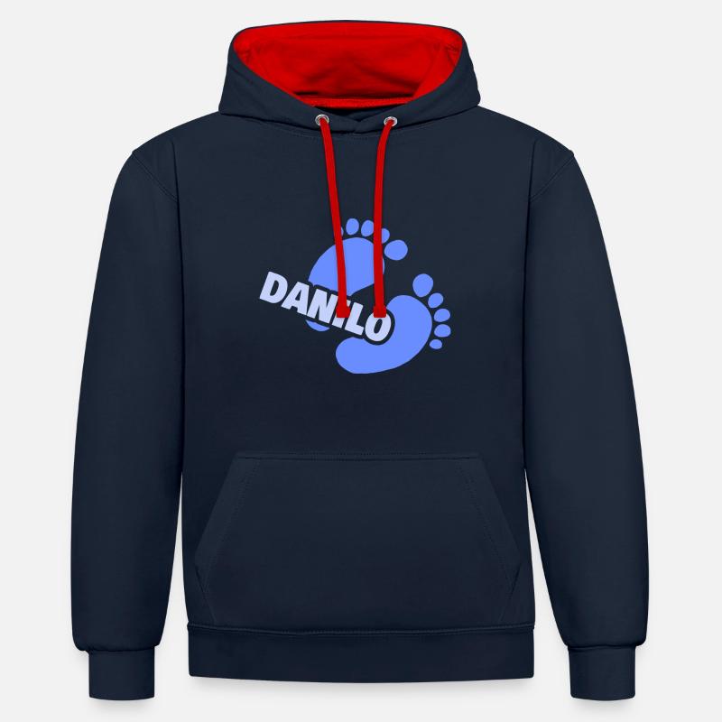 Naissance de Danilo - Sweat à capuche contrasté - bleu marine/rouge