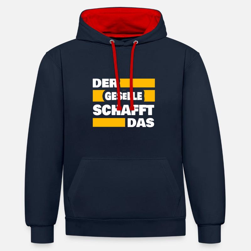 Le compagnon comme travail - Sweat à capuche contrasté - bleu marine/rouge