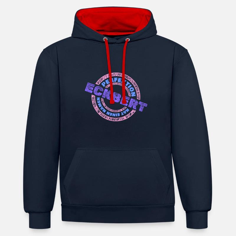 Perfekt Eckbert - Kontrast-Hoodie - Navy/Rot