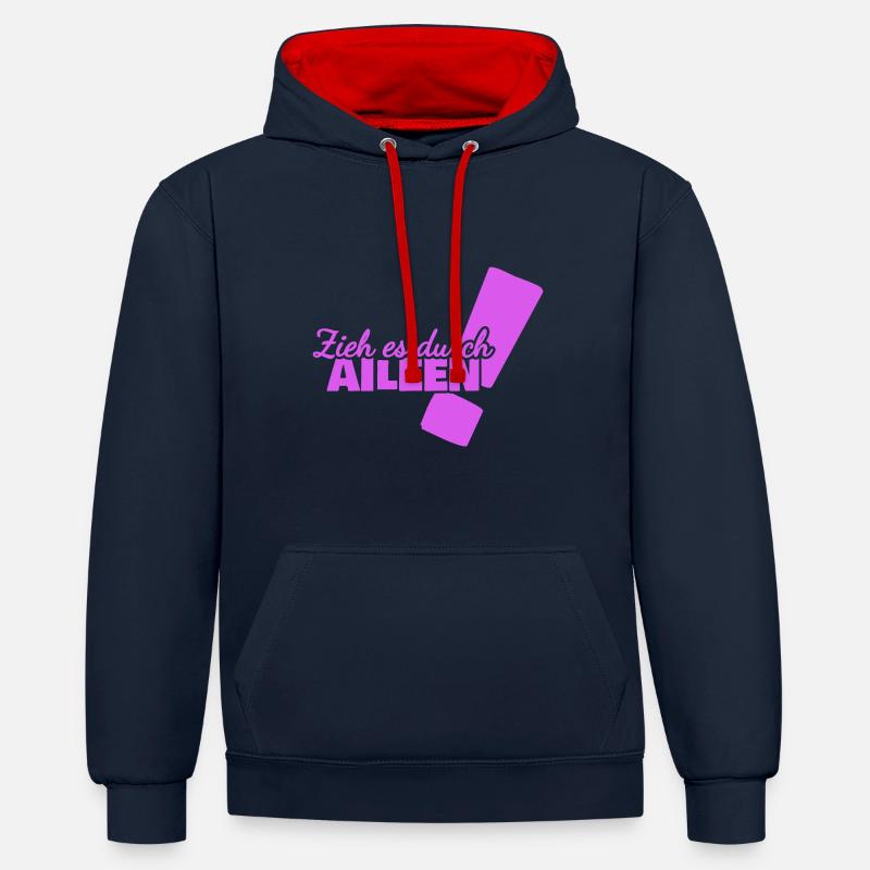 Prénom Aileen - Sweat à capuche contrasté - bleu marine/rouge