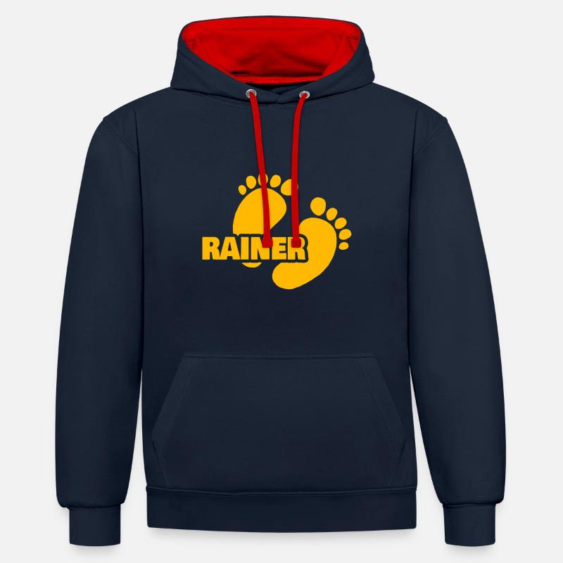 Naissance de Rainer - Sweat à capuche contrasté - bleu marine/rouge