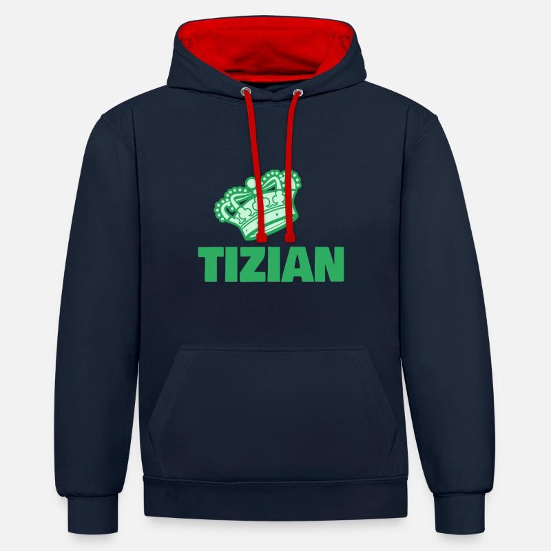 Titien - Sweat à capuche contrasté - bleu marine/rouge