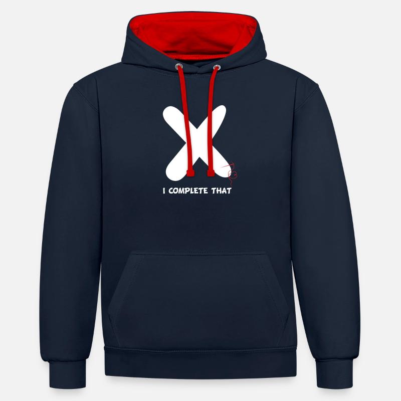 Cross-titching je complète ceci - Sweat à capuche contrasté - bleu marine/rouge