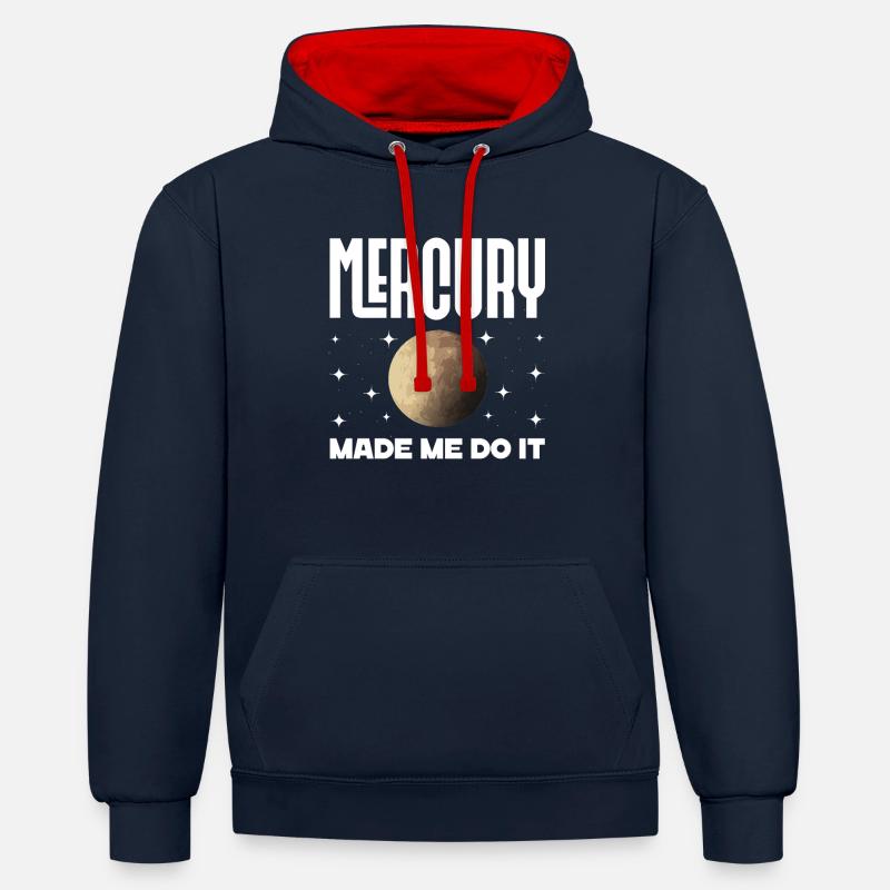 Planètes rétrogrades Mercure rétrograde - Sweat à capuche contrasté - bleu marine/rouge