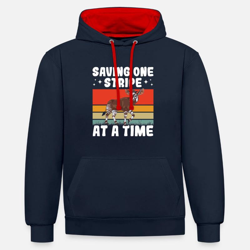 Funny zookeeper okapi lover - Contrast hoodie - navy/red