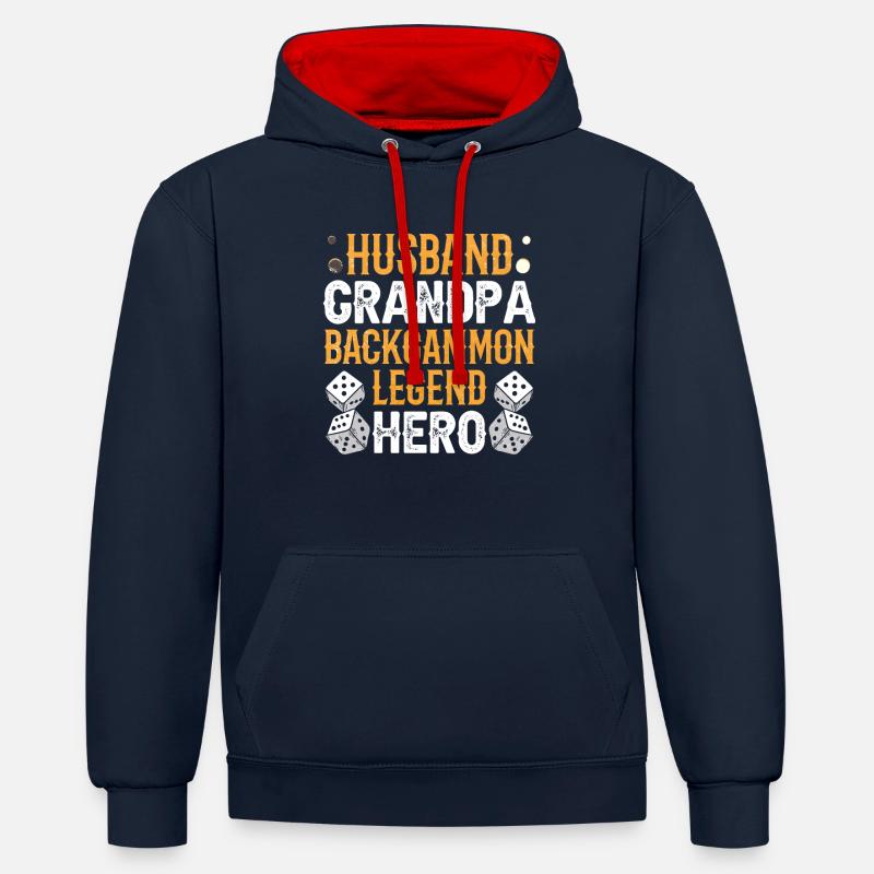 Board Game Funny Backgammon - Contrast hoodie - navy/red