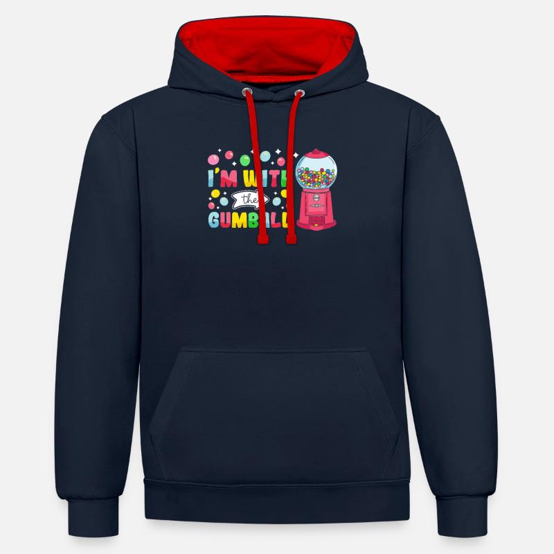 Machine à chewing-gum drôle - Sweat à capuche contrasté - bleu marine/rouge