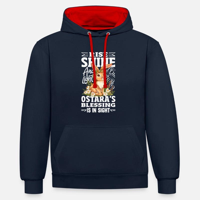 Easter Eostre Pagan Spring - Contrast hoodie - navy/red