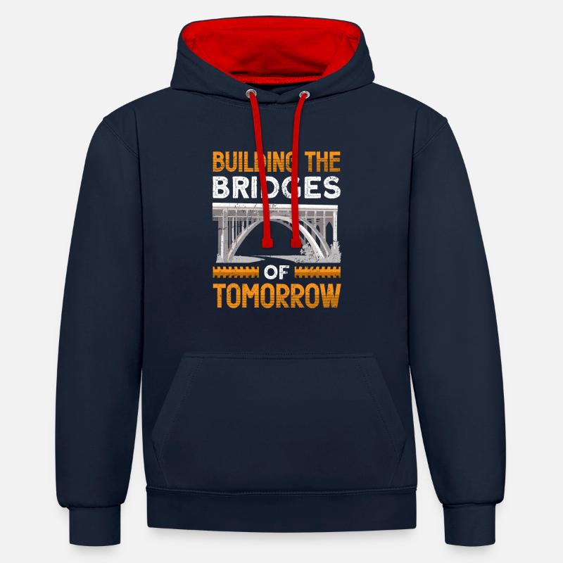 Bridge Construction and Bridge Engineer - Contrast hoodie - navy/red