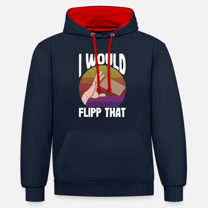 Bière de jeu - Sweat à capuche contrasté - bleu marine/rouge