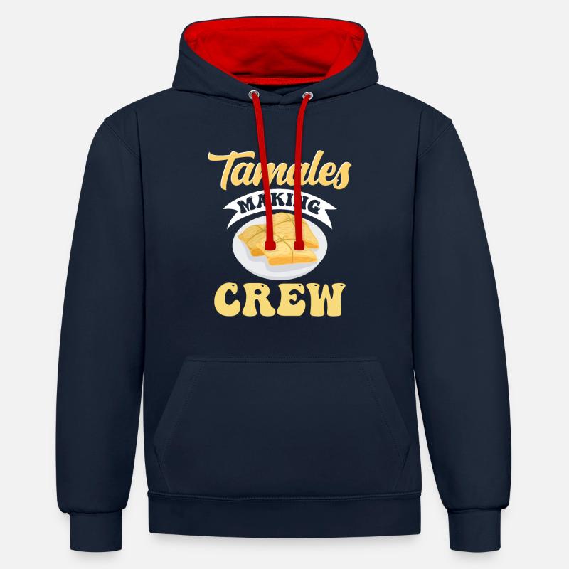 Cuisine mexicaine Tamale - Sweat à capuche contrasté - bleu marine/rouge