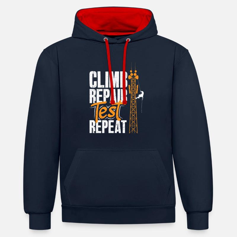 Turmkletterer-techniker Turmarbeiter - Kontrast-Hoodie - Navy/Rot