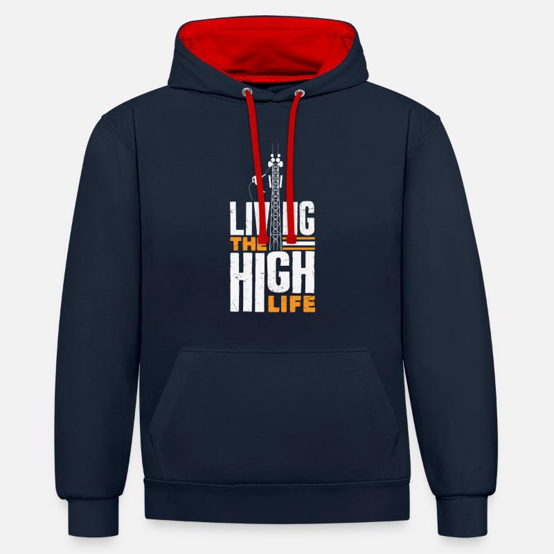 Turmkletterer-techniker Turmarbeiter - Kontrast-Hoodie - Navy/Rot