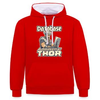 Viking Databaseadministra-thor Nerdy - Kontrast-Hoodie - Rot/Weiß - Vorne - Liana (172cm) & Jaron (178cm)