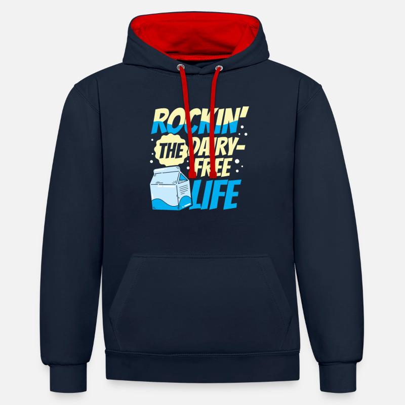 Laktosetolerant Oder Laktoseintolerant - Kontrast-Hoodie - Navy/Rot