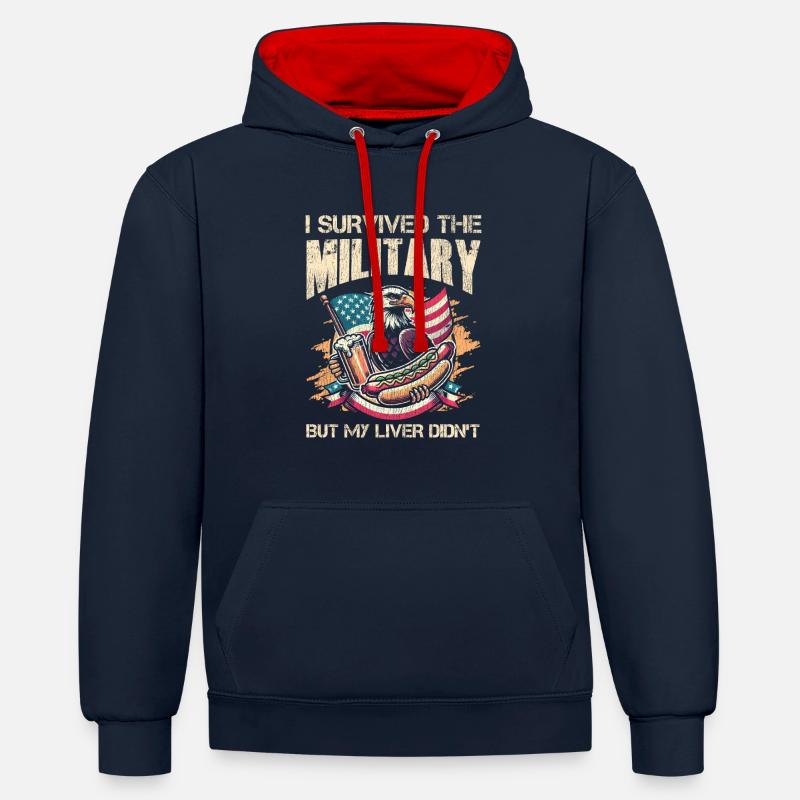 Veteran Medicated Dysfunctional - Contrast hoodie - navy/red