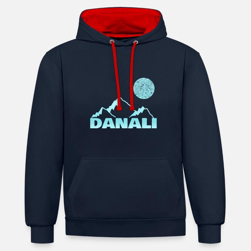 Cadeau pour Danali - Sweat à capuche contrasté - bleu marine/rouge